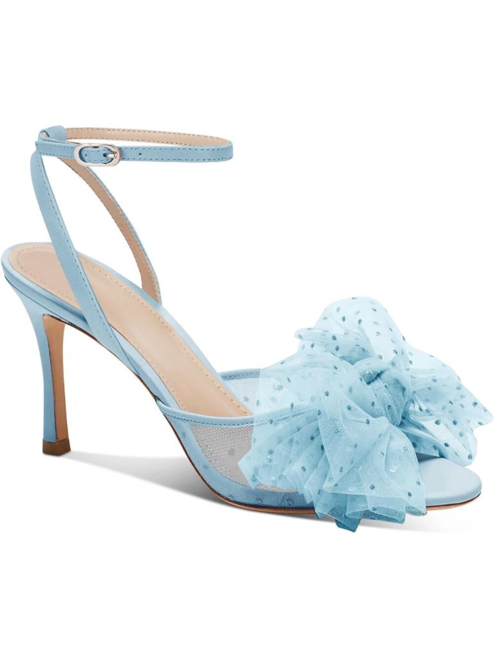 Women's Sky Bow Tie Heels Sandals Slingback Mesh High Stiletto Wedding Heels